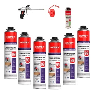 Poliuretano Proyectable Caja 6 Unds C/ Pistola Manual Cleane