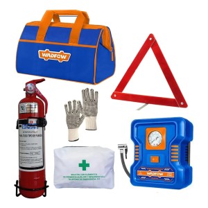 Extintor + Bolso + Inflador + Botiquín + Baliza + Guantes