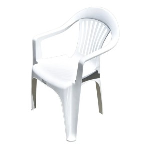 Silla Pvc Reforzada Con Apoya Brazos Blanca Hasta 120kgs Tyt