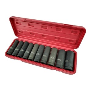 Juego Caja Dados Impacto 1/2 Pulgada 10 Piezas Crownman Negro