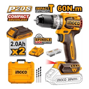 Atornillador Taladro Percut 60nm Bl A Bateria 13mm Ingco Color Naranja