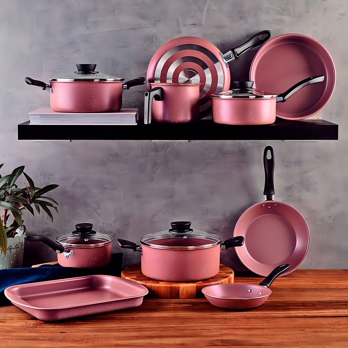 Juego De Batería De Cocina Tramontina 10 Piezas Linz Rosa - Imagen 2