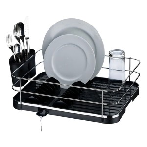 Escurridor Escurre Platos Vasos Con Drenaje Acero Inoxidable Color Negro/plateado