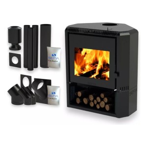 Calefactor Premium Leña Esquin. 150m2 Kit Pared