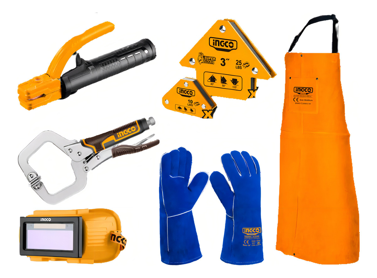 Kit Soldadora De 8pcs Soldadora + Pinzas + Escuadras + Guant Color Amarillo Frecuencia 50hz/60hz - Imagen 3