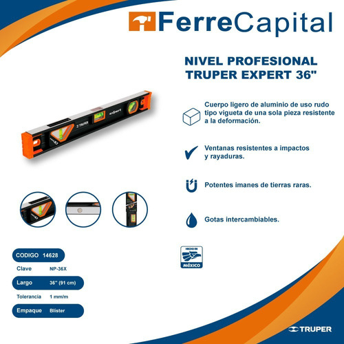 Nivel Truper Expert Profesional Magnetico Tpr Np-36x 14628 - Imagen 3