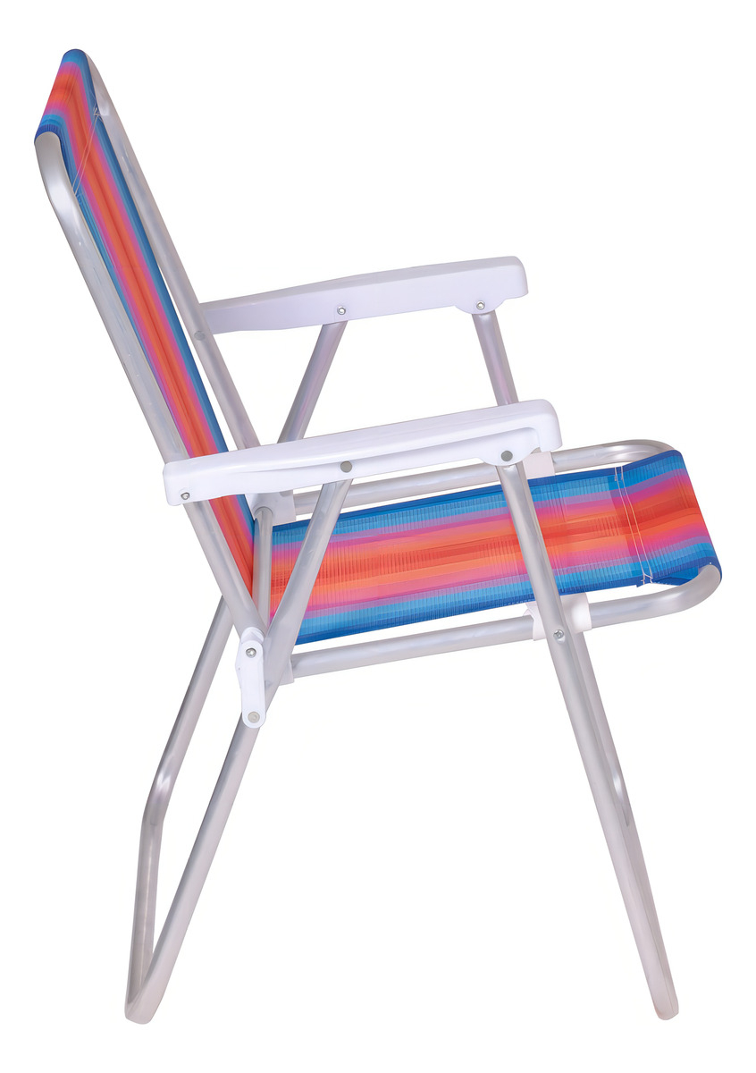 Juego 2 Sillas Playa Jardín Plegable Aluminio Alta Mor Color Naranja - Azul - Imagen 4