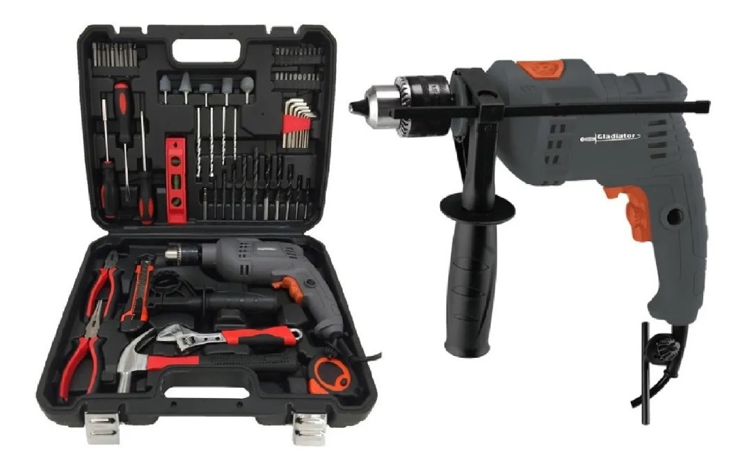 Taladro Percutor Eléctrico De 13mm Gladiator Tp413/6 60hz 650w 220v + Accesorios