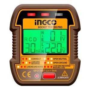 Tester Enchufe Toma Vde Lcd Display Ingco Hesst30011