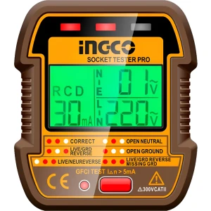 Tester Enchufe Toma Vde Lcd Display Ingco Hesst30011