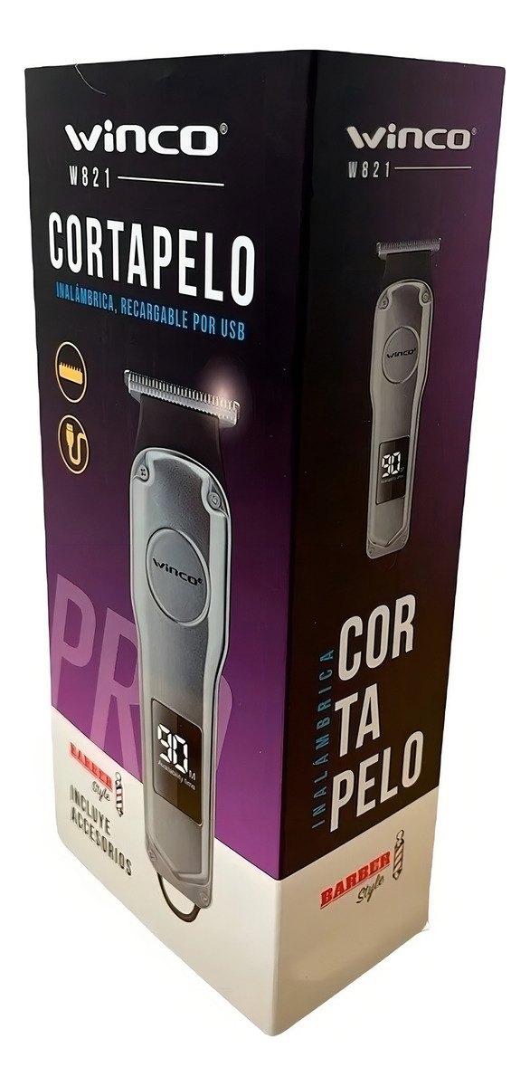 Maquina De Cortar Pelo Barba Inalambrica Digital Winco W821 - Imagen 11