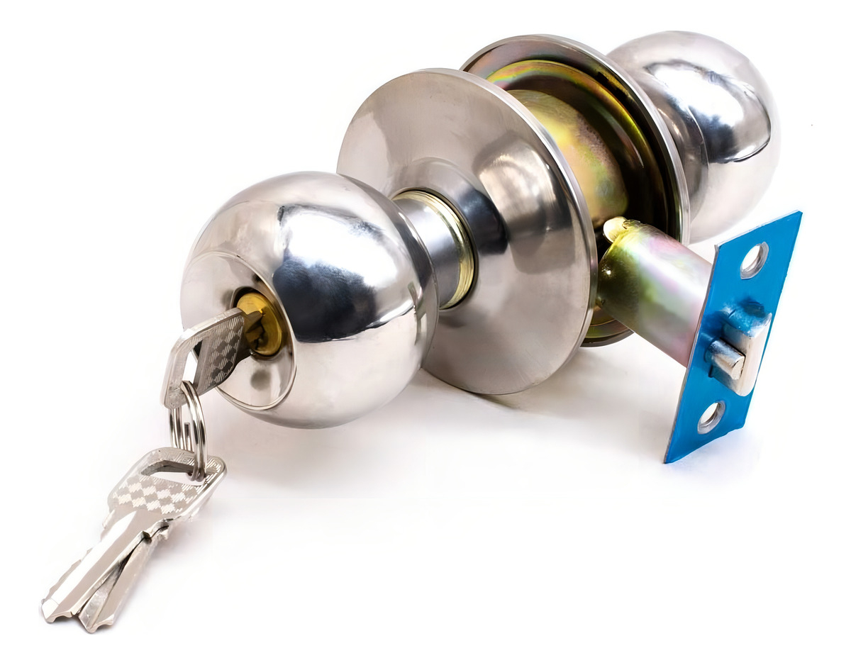 Cerradura Pomo Plateado Redondo En Blister Lh-1848 - Imagen 2