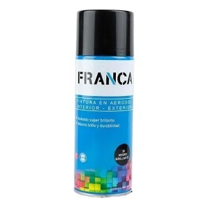 Esmalte En Aerosol 400ml Franca - Mate Brillante Y Satinados Color Negro Brillante
