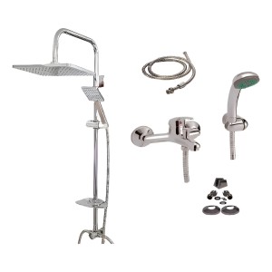 Barral Columna Ducha Acero Inox + Monocomando C Tranferencia