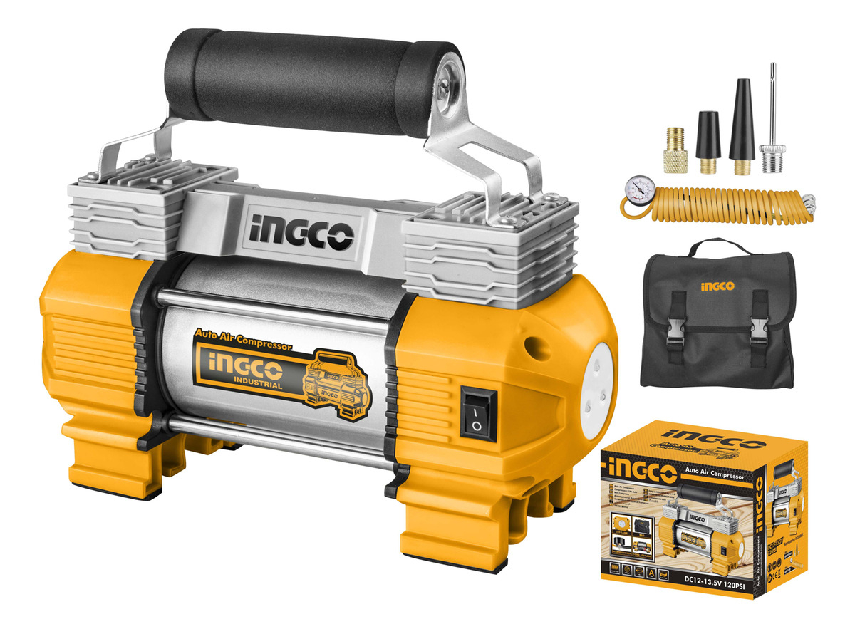 Compresor Auto 12 Volt 18amp Ingco Aac2508 120psi Gris/naranja - Imagen 2