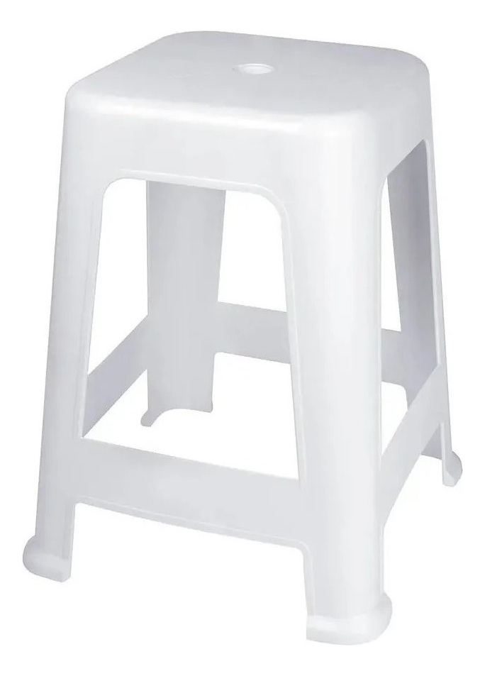 Banco Taburete Banqueta Plastico Blanco Bela Vista Mor - Imagen 2