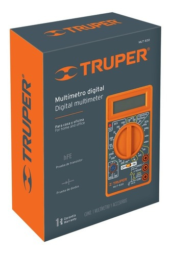 Tester Multimetro Digital Truper Mut-830 Diodo Transistor - Imagen 5