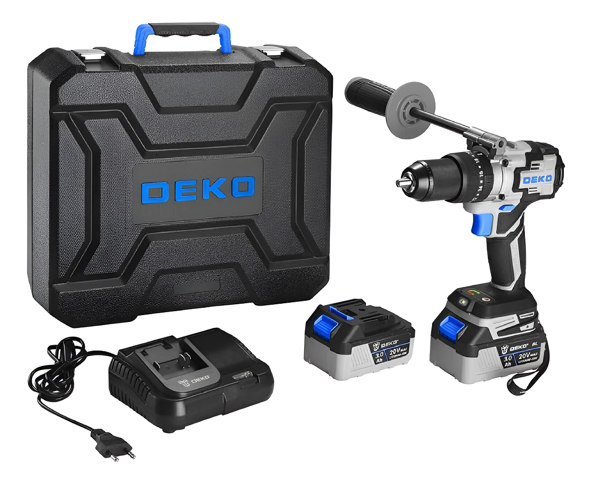 Taladro Impacto 20v Sin Escobilla + 2bat Carg Y Maletin Deko