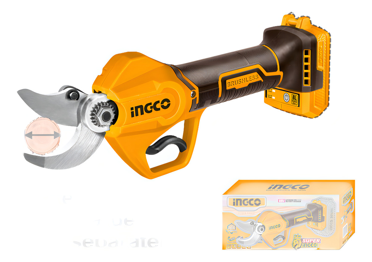 Tijera De Poda Inalámbrica Ingco 20v 20mm/30mm Sin Batería Naranja - Imagen 3