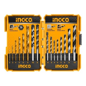 Juego 16 Mechas Metal/ Madera/ Concreto Ingco Akd9165 Tyt