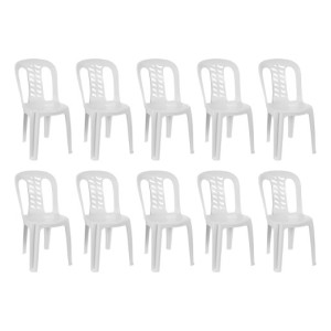 Silla De Jardin Bistro Plastico Apilable X10 Garden Life Color Blanco