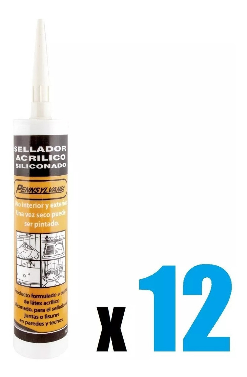 12 Sellador Acrílico Pintable Siliconado 300 Ml Pennsylvania - Imagen 2