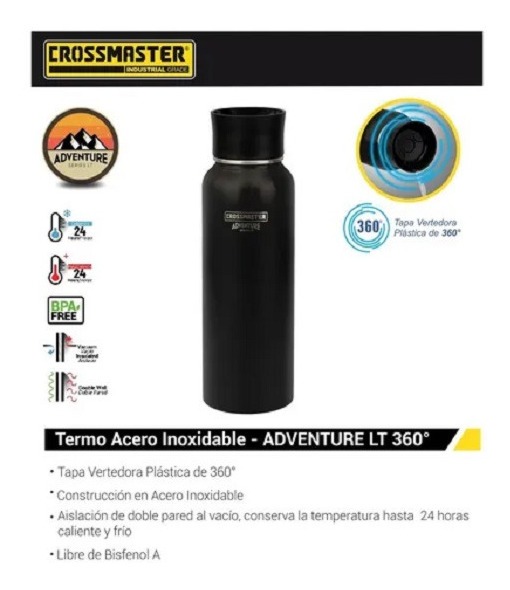 Termo Crossmaster Adventure Lt 360º 1.2l Acero Inox 9938514 Color Negro - Imagen 2