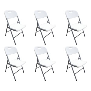 Set X6 Silla Plegable Reforzada Para Catering / Hogar / Picnic Color Blanco Cl