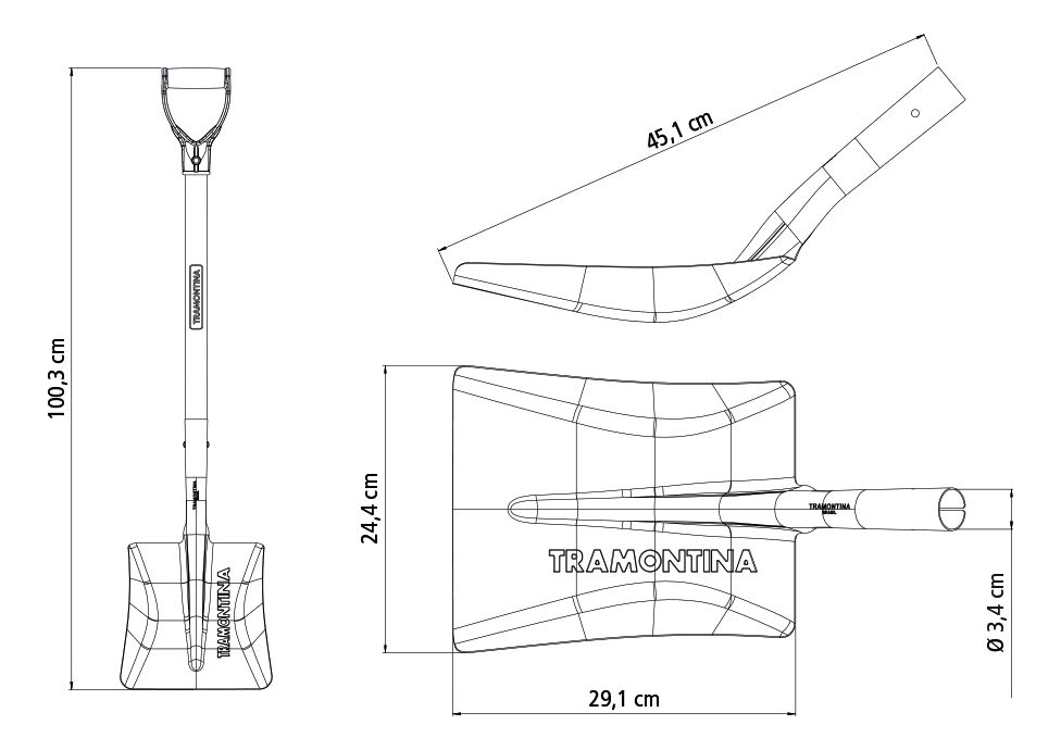 Tramontina (77417/424) Pala Cuadrada C/mango De Madera 71 Cm Negro - Imagen 3