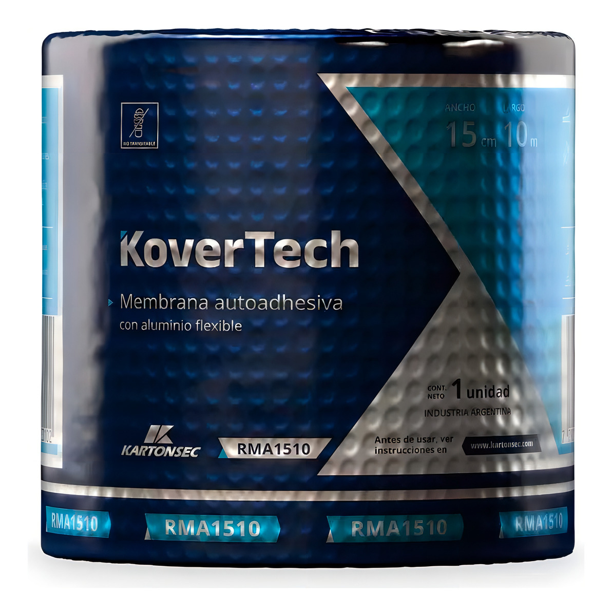 Membrana Autoadhesiva Kovertech Rollo 15cm X 10mts Aluminio Azul