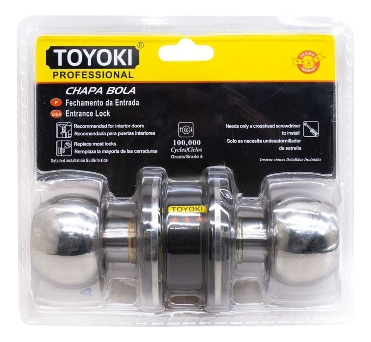 Cerradura Pomo Plateado Redondo En Blister Lh-1848 - Imagen 3