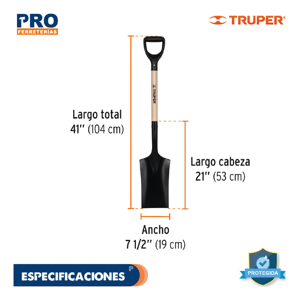 Pala Escarraman T1000 Uso Rudo Jardines Cortar Raices 104 Cm Color Natural - Imagen 4