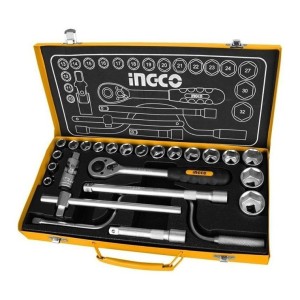 Juego Dados Tubo Ingco 24 Pcs 1/2'' Crique + Valija Metálica