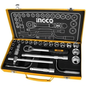 Juego Dados Tubo Ingco 24 Pcs 1/2'' Crique + Valija Metálica