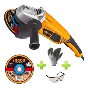 Kit Amoladora Angular 7 Ingco 2000w + Disco 7 Metal+ Regalos