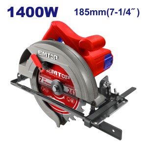 Sierra Circular Emtop 1400w 185mm 7 1/4 4800 Rpm Corte Ajustable Azul/rojo 50 Hz