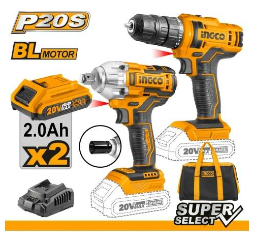 Kit Atornillador 18v + Llave Impacto 2 Batería 18v Ingco - Imagen 2