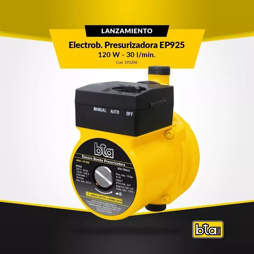 Bomba Elevador Presión Baño Presurizadora 8.5m 120w Bta -sc - Imagen 2