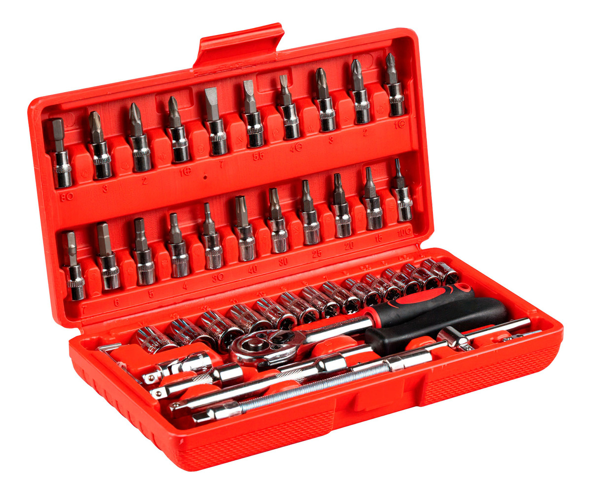 Juego De Dados Nappo 46 Piezas Llaves Cricket Maletín Rojo/ Negro