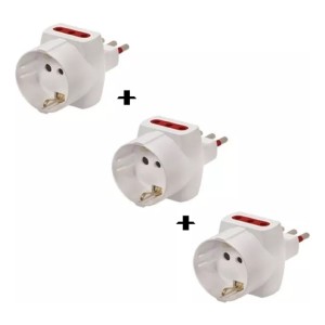 Ficha Derivacion Multiple 3 En Linea + Schuko Conatel Pack 3