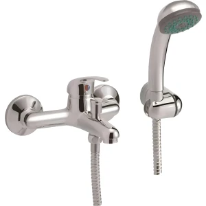 Monocomando Ducha Rimontti Plateado Con Teléfono De Pared