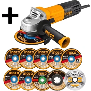 Kit Amoladora Ingco Industrial 950w +10 Discos + Lentes Tyt