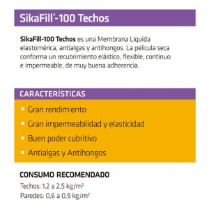 Membrana Líquida Sika Sikafill - 100 Techos 4kg - Gris