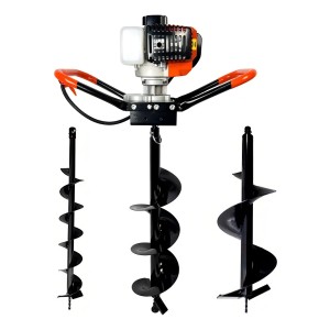 Perforadora De Suelo A Gasolina De 52 Cc Con 3 Taladros Profesionales