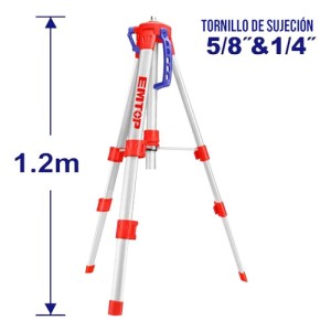 Tripode Aluminio 1,20mt Nivel Laser 5/8 1/4 Emtop Etpd12001