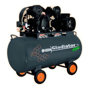 Compresor De Banda 3hp 100lts. 8bar Gladiator Gris 50 Hz Bifásica