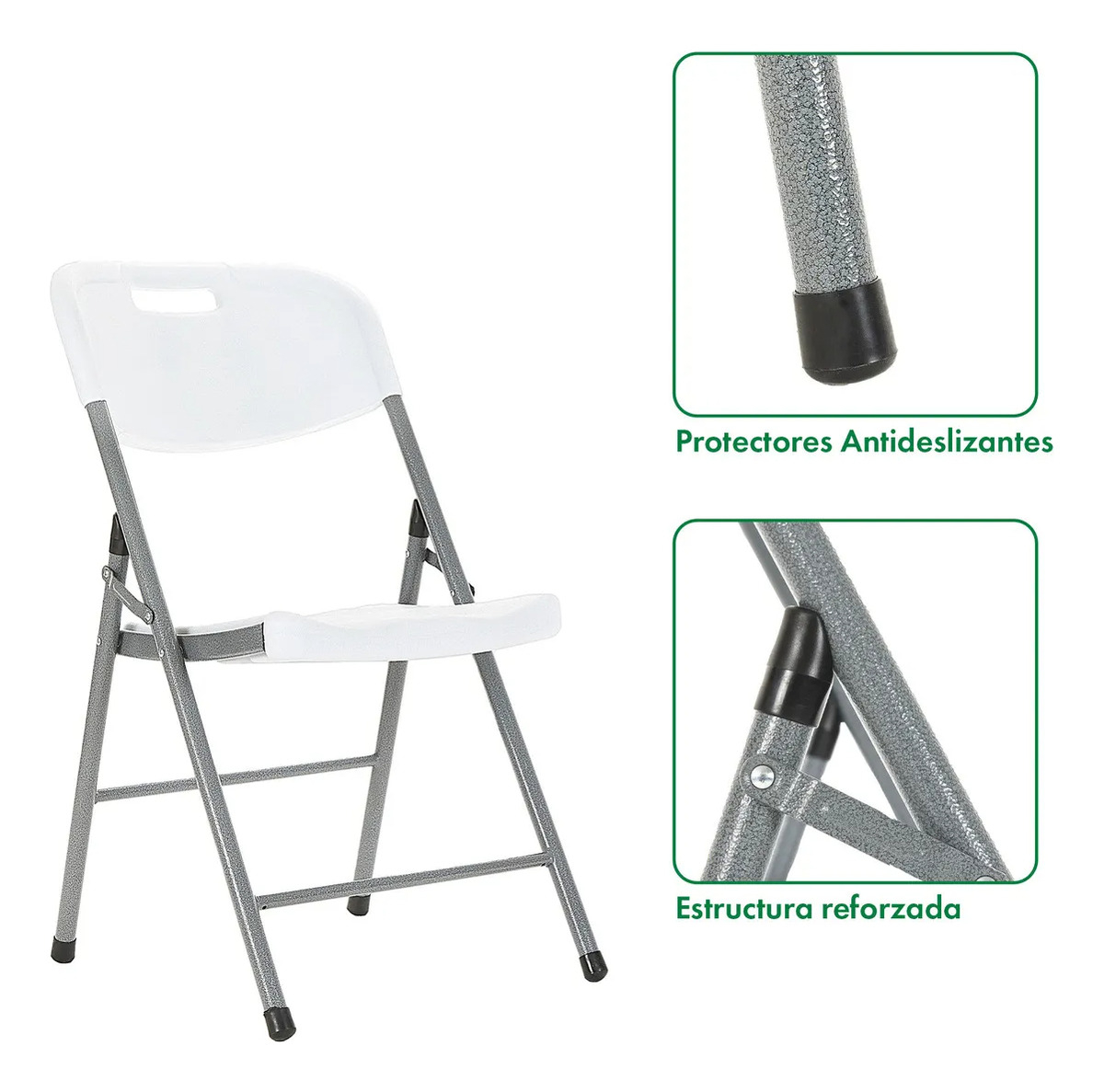 Silla De Jardin Paris Plegable Plastica X6 Garden Life Blanco Silla Paris - Imagen 3