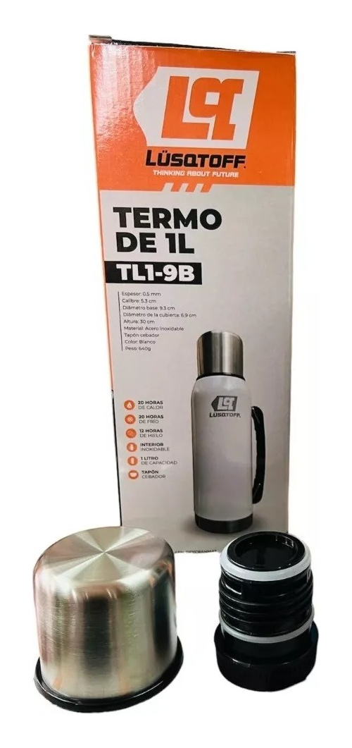 Termo Matero Acero Inox Lusqtoff Tl1-9b Tapón Cebador Blanco Color Blanco - Imagen 2