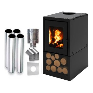 Calefactor A Leña + Caños Salida Pared Area 55m2 -