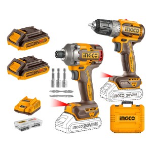 Kit Taladro 52nm + Atornillador Impacto 285nm Inalámbricos Color Naranja Claro Frecuencia 50hz/60hz